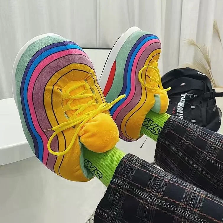 Wholesale Custom Winter Yezzy New fashion Plush Sneaker Slippers Shoes Winter Warm Fuzzy House Sneaker Slipper One Size Fits All