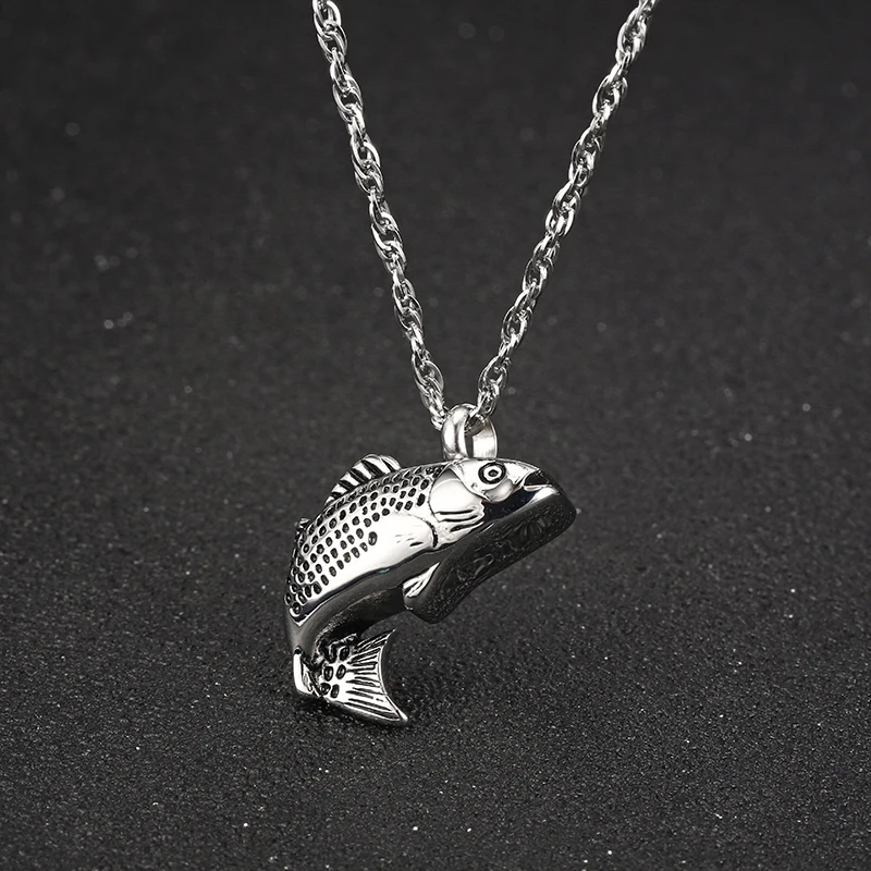 Ожерелье для кремации кораллового питомца из нержавеющей стали, ювелирные изделия, зола, урна для питомца, рыба, подвеска, ожерелье, мини-урна для человеческого питомца