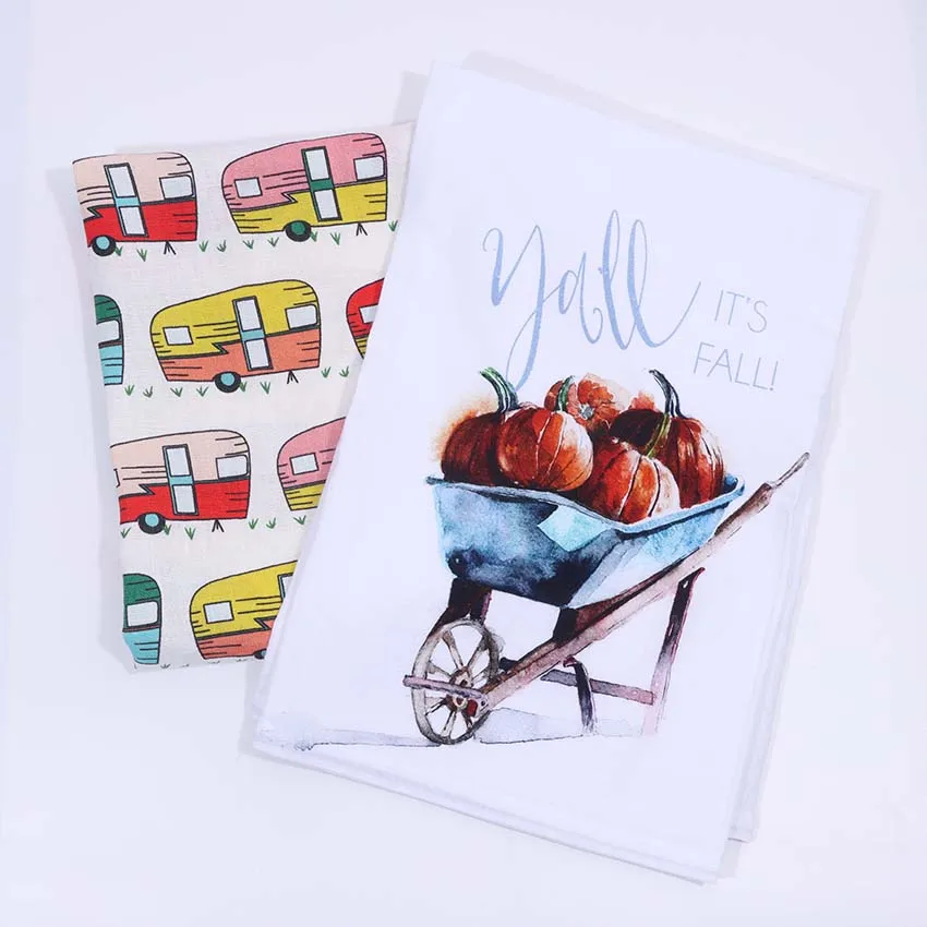 HOSHOM 2024 stocked printed polyester 350gsm sublimation blank plain waffle kitchen tea towel hand for heat press printing