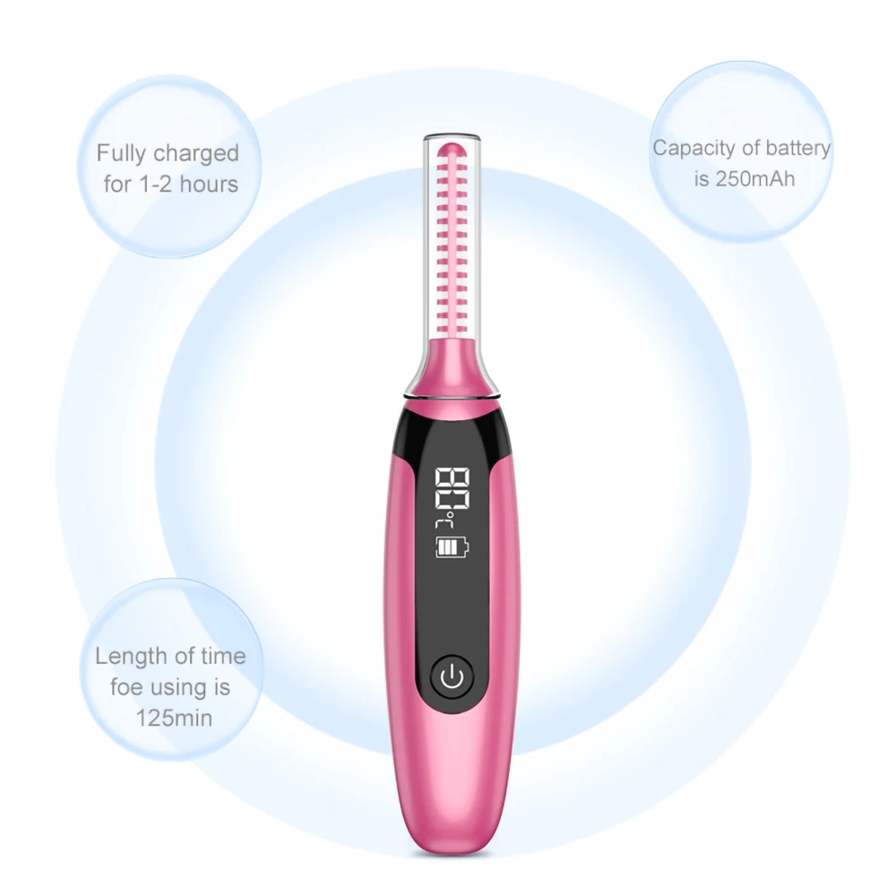 Wholesale Rechargeable Portable Mini Electric Eyelashes Curler Heated Lash Lift 3D Black Eyelash Curler