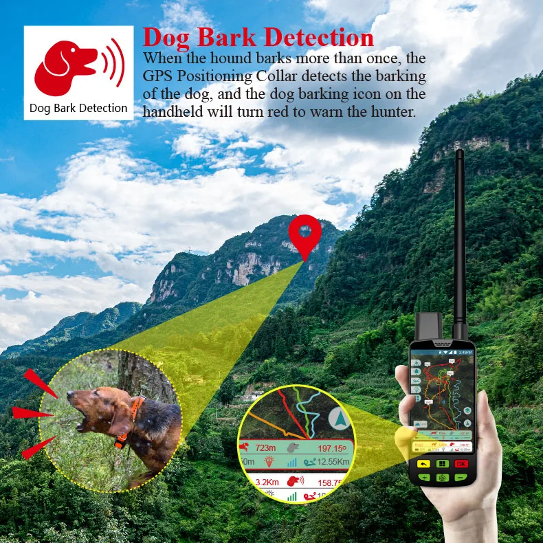 Eseek GPS Collar for Dog More Powerful Hound GPS Tracking Device With Handheld And 3 Training Collars
