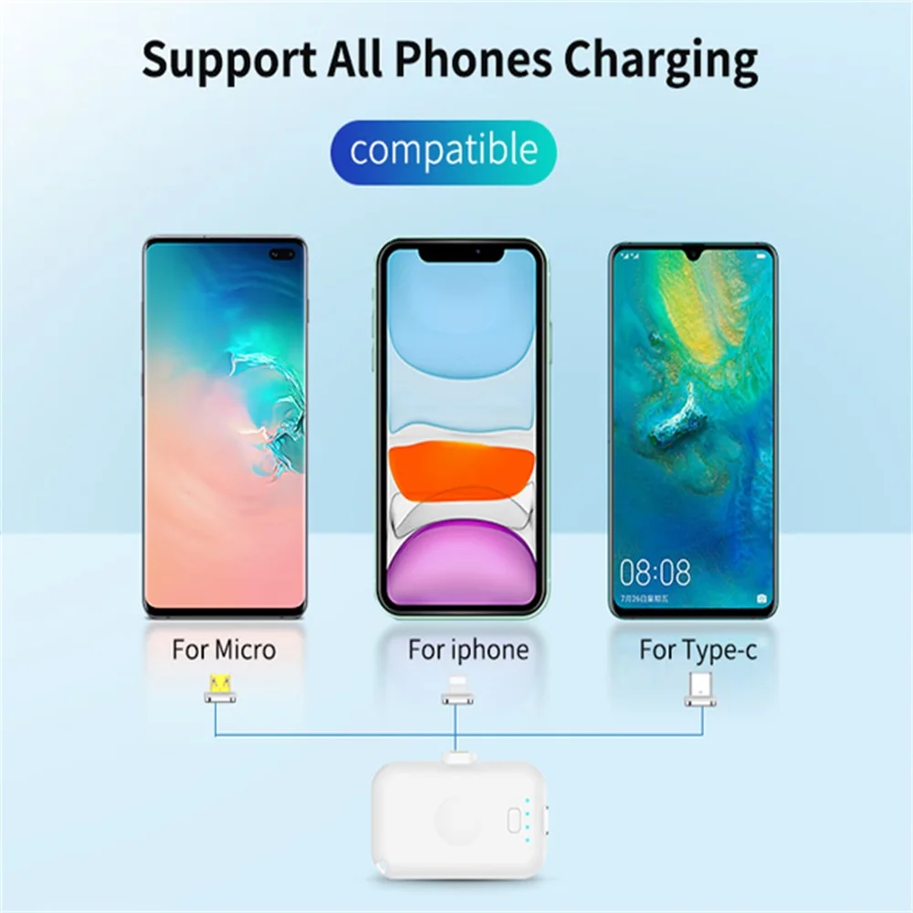 Hot Selling Mobile Phone 4 In 1 Type C Micro Usb Multi Port 8000Mah Mini Magnetic Power Bank Magnet Power Banks