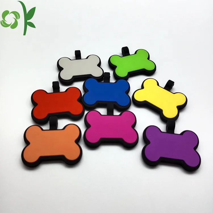 OKSILICONE custom dog tag necklace pet blank silicone qr code pet id dog name tags collar for engraving pendant pet tag
