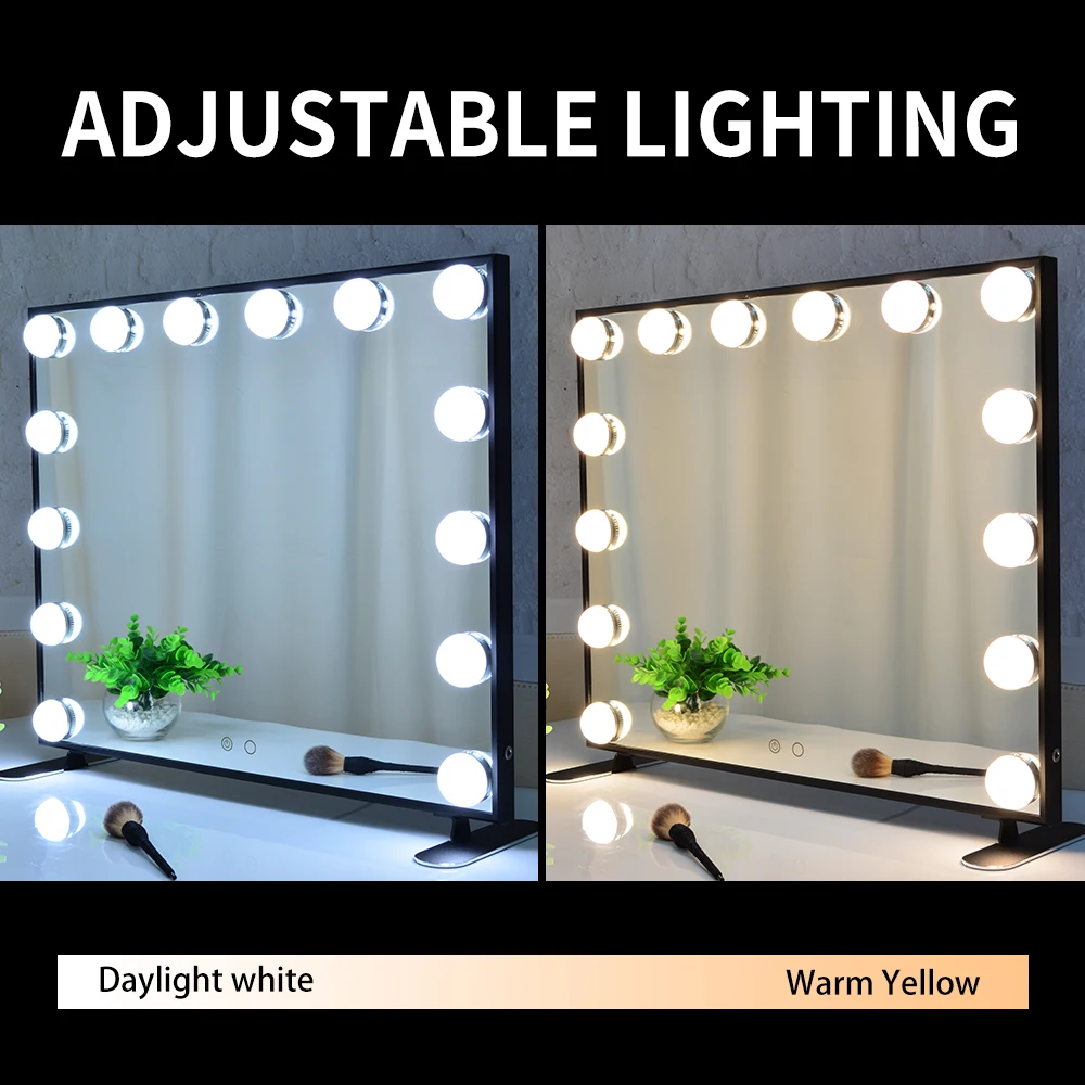 BEAUTME Lighted Makeup Mirror Dressing Table Vanity Set Mirrors with Dimmer, Tabletop or Wall Mounted Vanity Mirror with lights