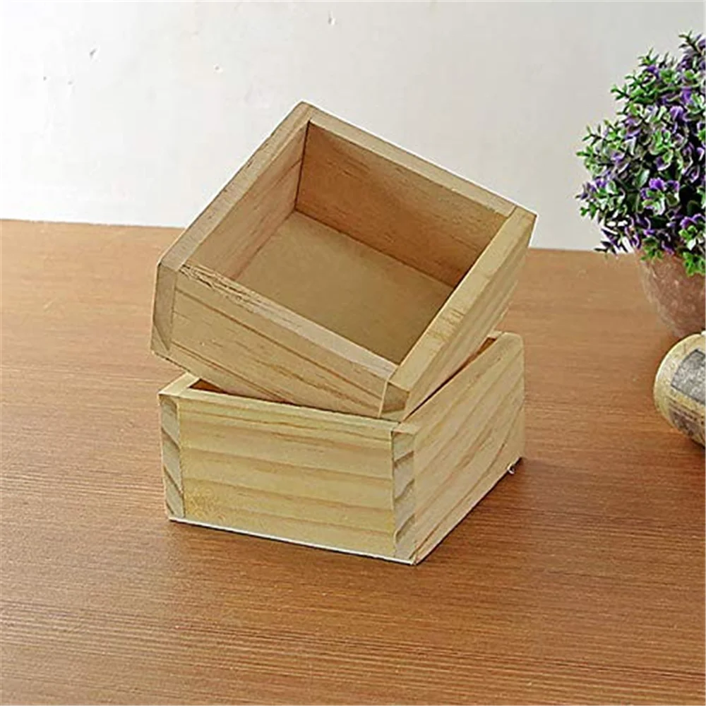 Factory Simple Square Receive Jewelry Decoration Desktop Plant Wood Box