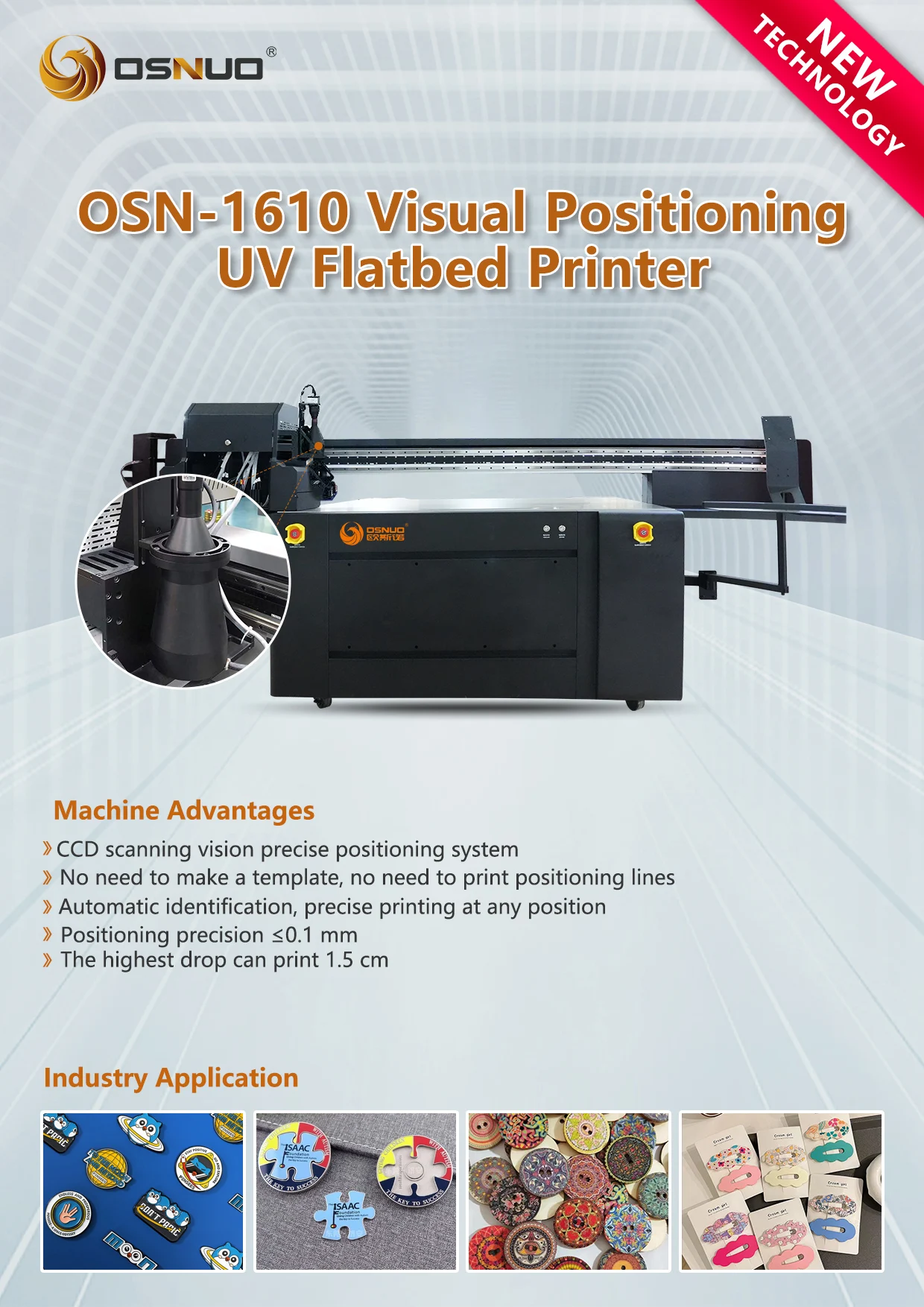 Visual Position Printer with CCD Camera UV Printing Badge Cosmetic Package Acrylic Glass Machine 1610 UV Flatbed Printer