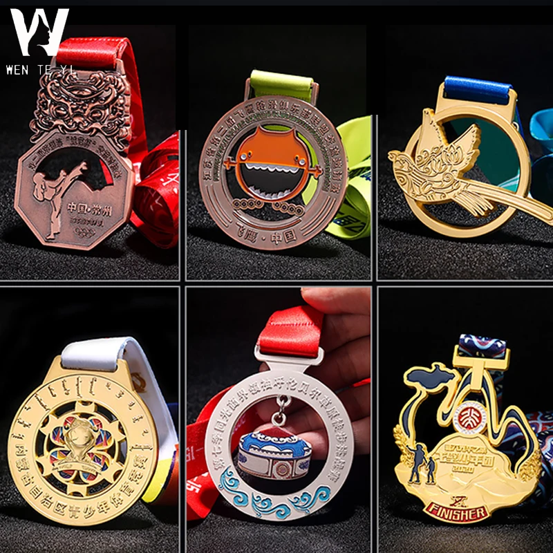 China Factory Price Cheap Powerlifting Football Soccer 3d Sport Logo Metal Sublimation Medals Reasonable Blank And Ribbons