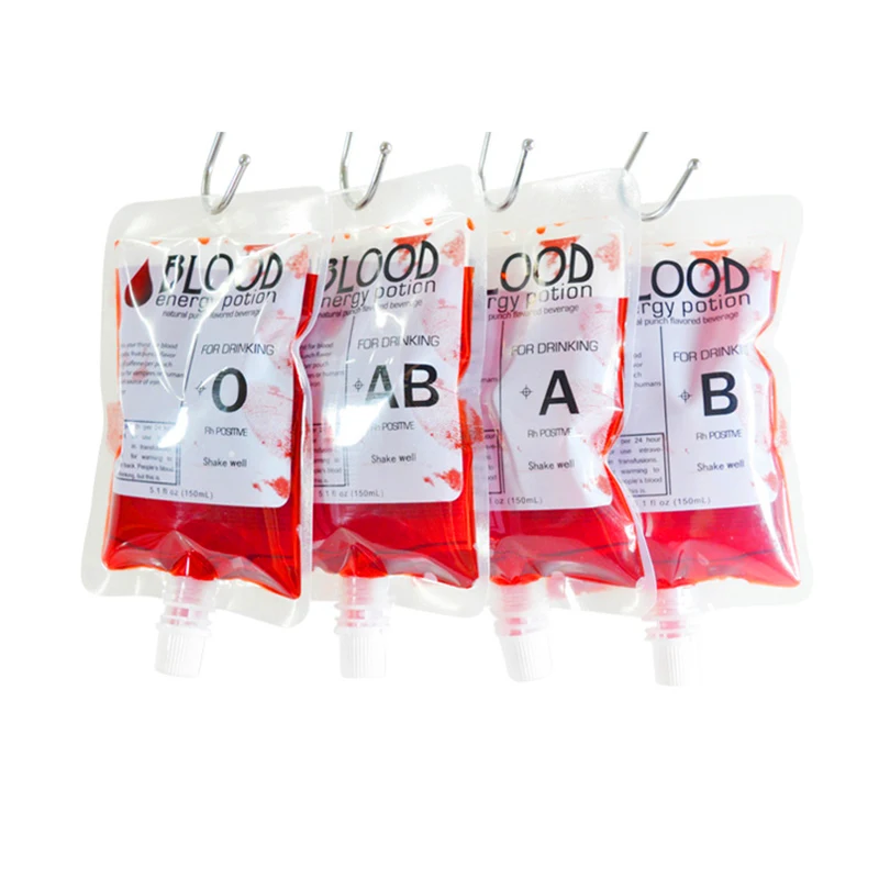 custom reusable plastic transparent drinking pouch clear 250ml halloween blood bag