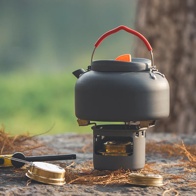 Iwayman Mini Alcohol Stove for Backpacking, Lightweight Brass Spirit Burner with Aluminium Stand for Camping Hiking