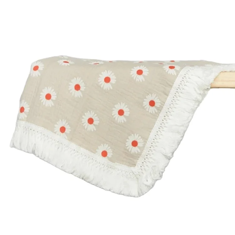 Hot selling wholesale sunflower printing swaddle blanket custom cotton baby muslin swaddle blanket