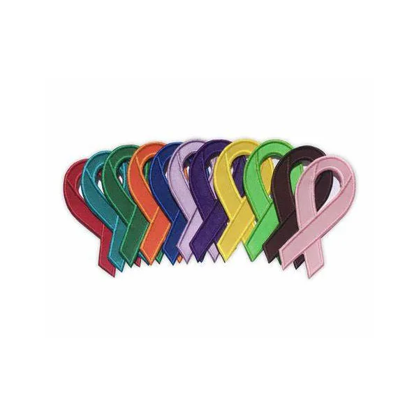 Custom Embroidery Patches Colorful Pink Breast Cancer Awareness Ribbon Patch Sew Iron on Embroidered Patch Healthy for Clothes