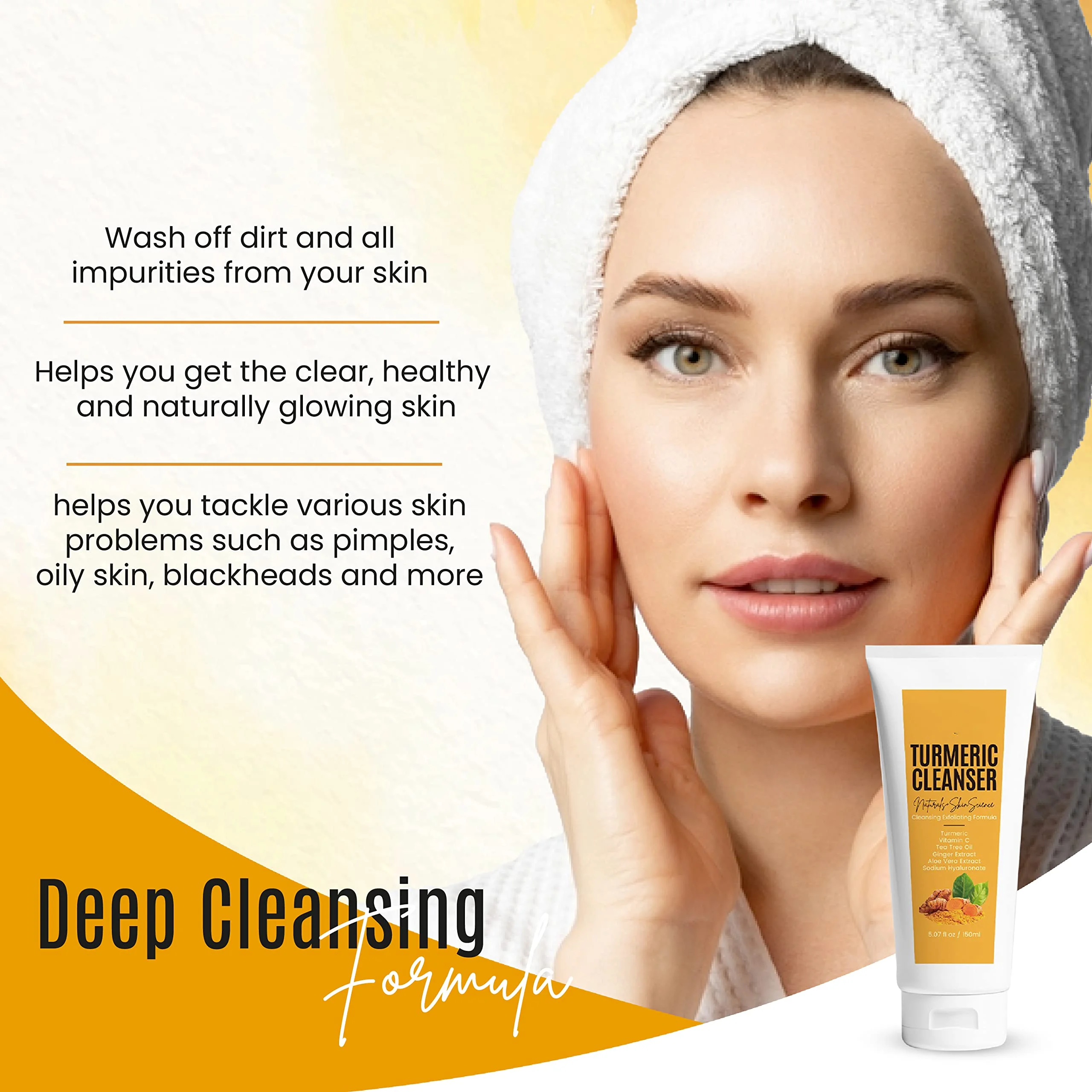 OEM ODM Deep Cleansing Foaming Turmeric Honey Face Wash Cleanser Acne Treatment Organic Moisturizing Turmeric Gel Facial Wash