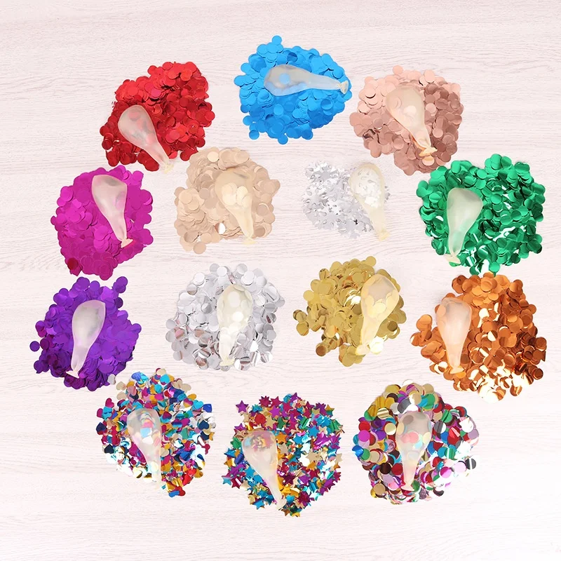12 Inch (100pcs/bag) Confetti Balloon Party Transparent Round Star Heart Paillette Latex Balloons