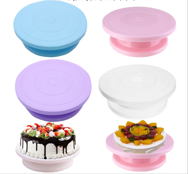 Plastic Round Cake Decorating Rotary Table Making Pan Baking Tool Anti-skid Cake Plate Turntable Amazon Hot Sell