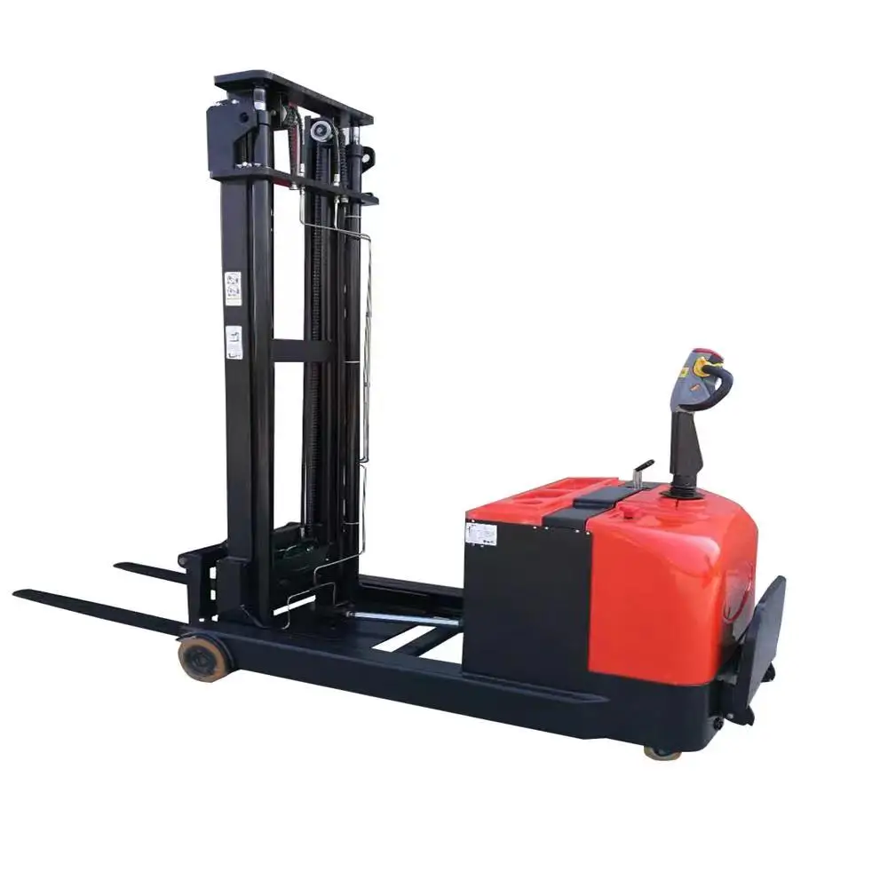 moving forward fork stacker container use warehouse good quality stand on electric pallet stacker with reach fork