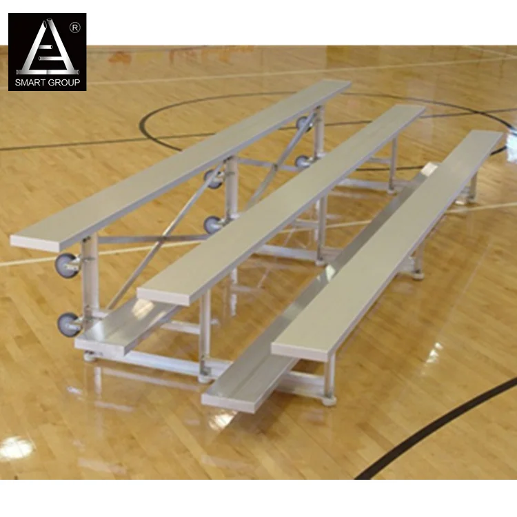 Indoor Gym Tip-N-Roll Bleachers 3 Row 15 Seat Aluminum Bleacher  For Basketball Court