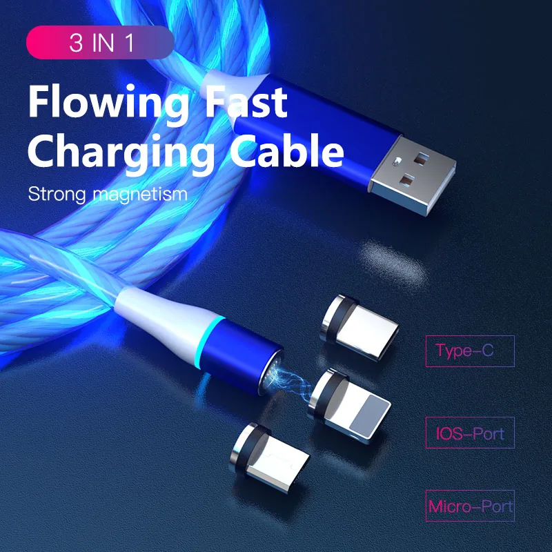 Кабель зарядного устройства для телефона MONFONK Micro USB кабель подсветки магнитное зарядное устройство передачи данных 3 в 1 Type