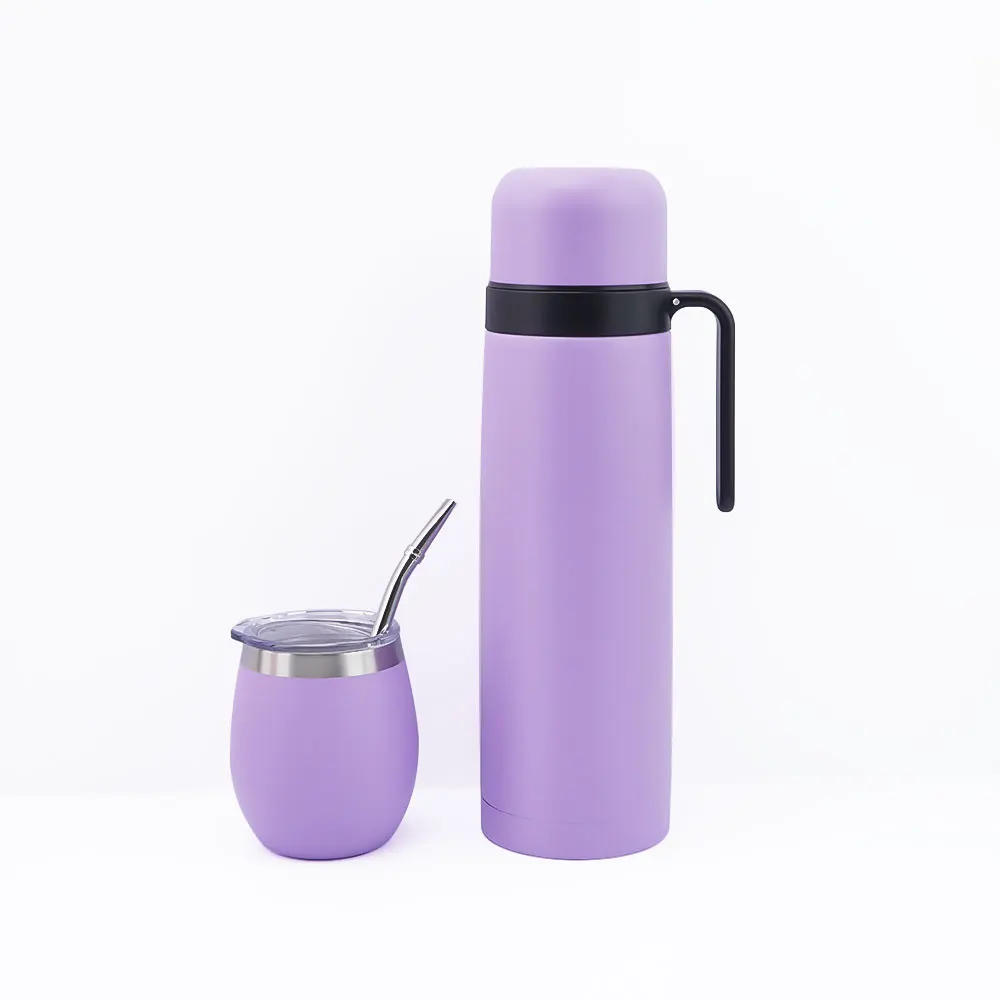 Yerba Mate Cup and Vacuum Bottle Set Yerba Mate 8 oz Yerba Mate  Cup and 34 oz Stainless Steel Thermal Water Bottle with lid