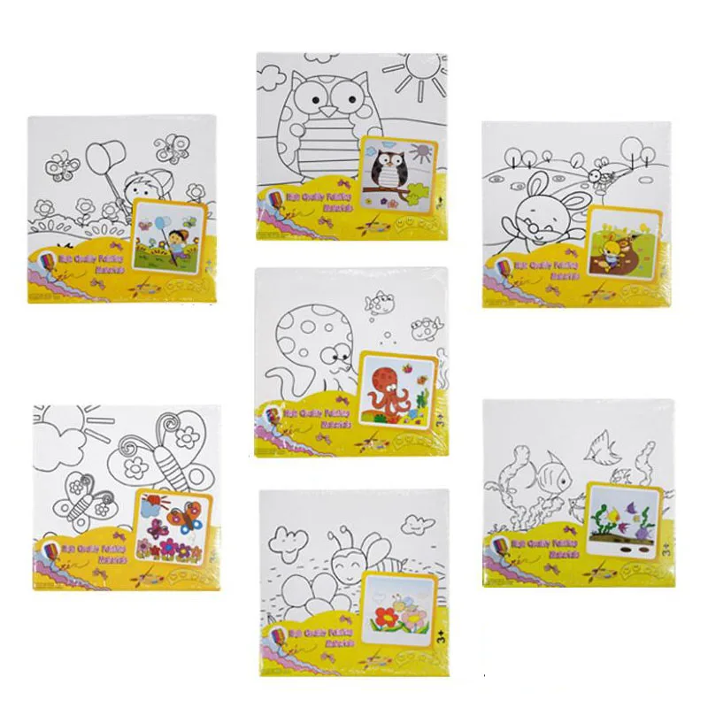 Xinbowen Factory 7 Design 20cm Wood Printed Canvas Pre Printed Kids Painting For Artist