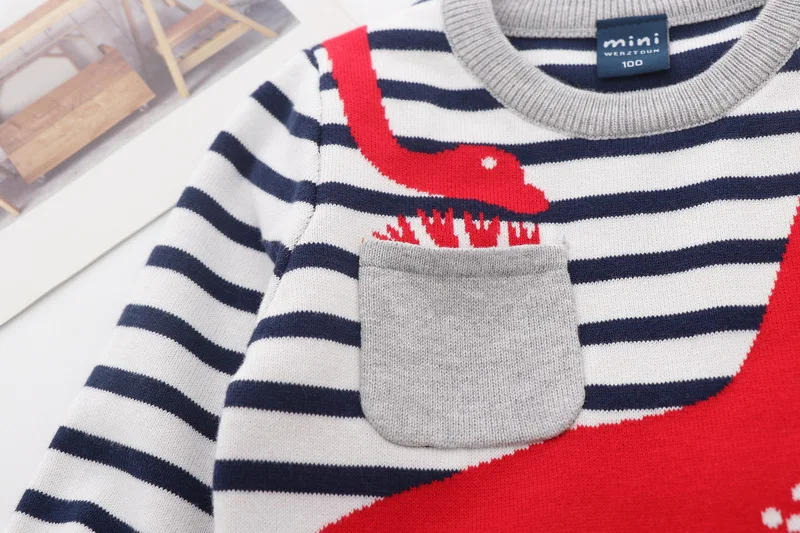 
2019 Autumn New Kids Clothes Baby Boy Boutique Striped Cartoon Long Sleeve Sweater 