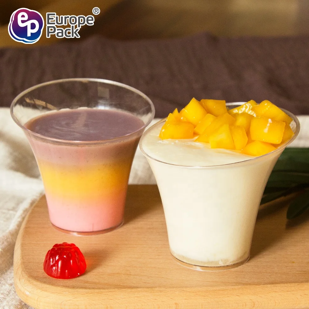 EPK new products bevel connection design special shape 135ml ps chalice cup plastic pudding cup