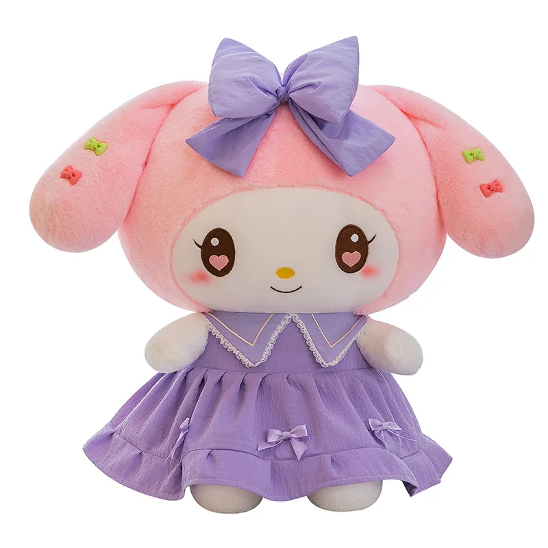 XUX Cartoon Cute Melody Kuromi Stuffed In Beautiful Dress Toy Animal Toys Girl Cartoon Pillow Bosom Friend Wholesale