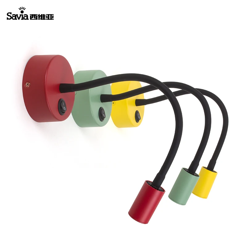 Savia modern led bedside reading lamp adjustable wall mount light aluminium multi color for book bed headboard hotel bedroom