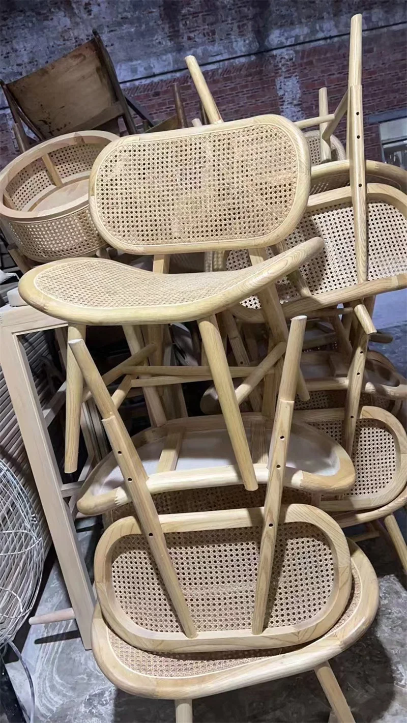 Rattan Wicker furniture Cane  accent chair Teak Wood With Luxury Vintage Style For Home Dining Room