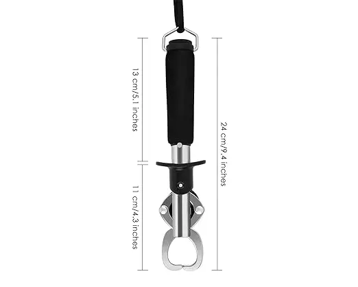 Fish Grip Holder with Scale Stainless Steel Fishing Gripper Fish Lip Grabber Saltwater Fishing Controller