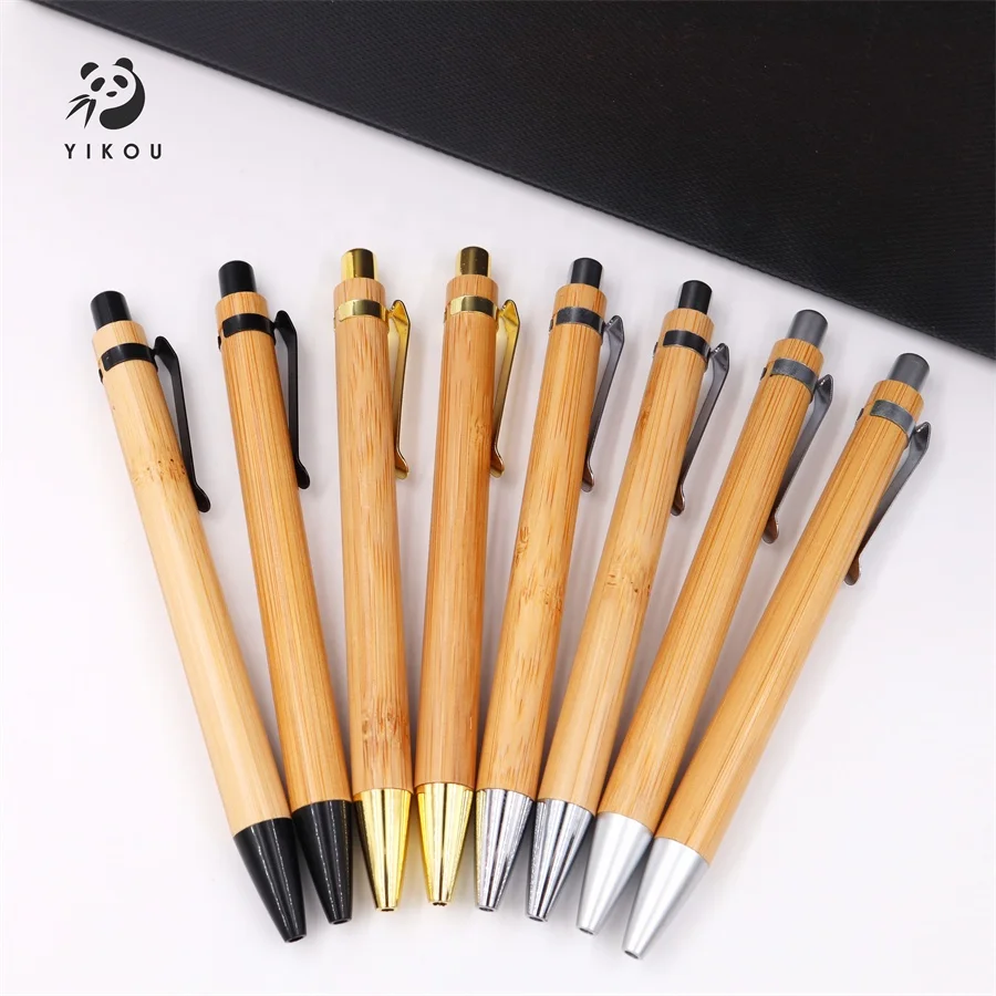 eco friendly promotional plastic accessory push bamboo color ball point pens with customized logo