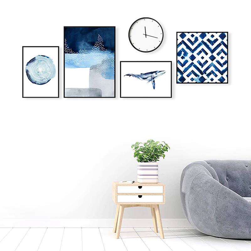 OEM ODM Modern Home Decor 300gsm Polyester Blue Paintings Art On Canvas