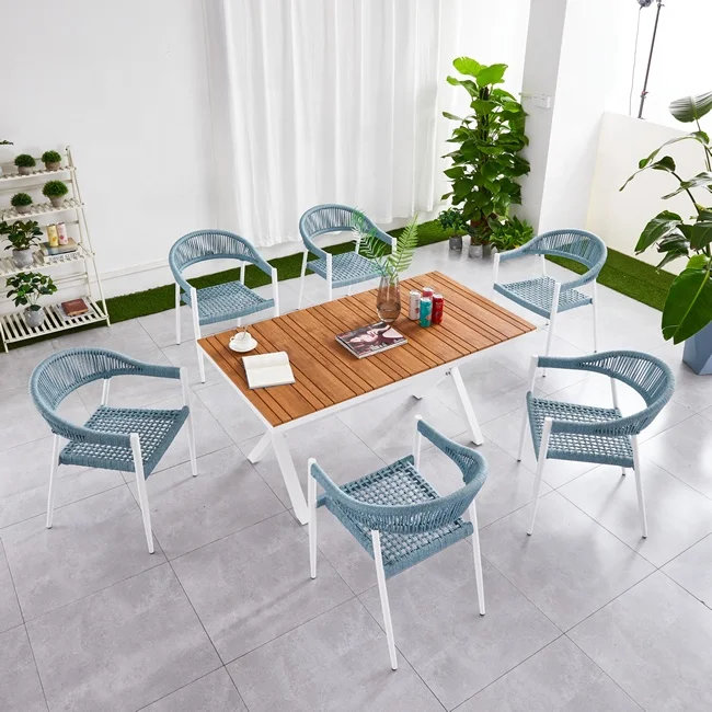 outdoor furniture 6 chair and 1 table aluminum garden chairs and table set