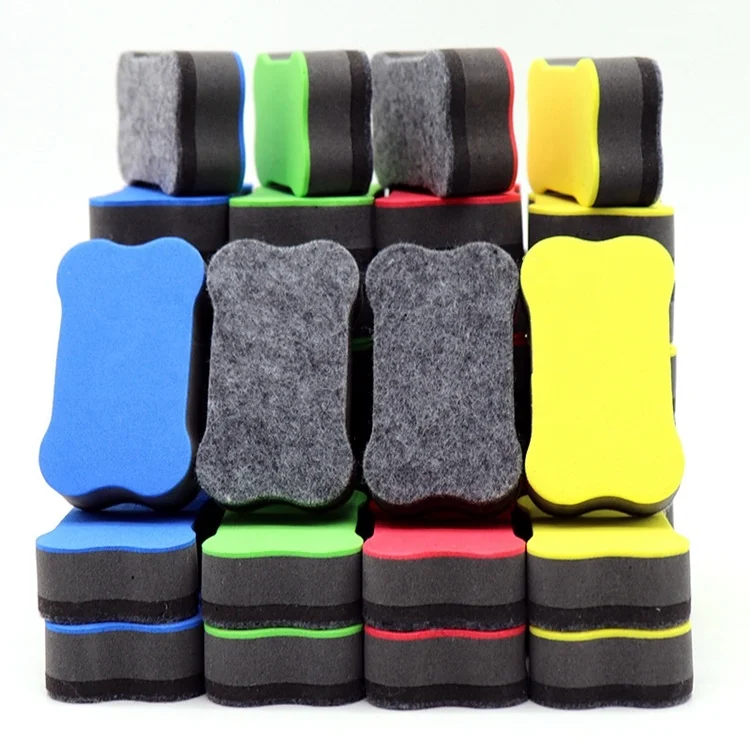 stocked rectangle bone magnetic whiteboard dry erasers with EVA felt chalkboard cleaner wipers for home office teacher supplies