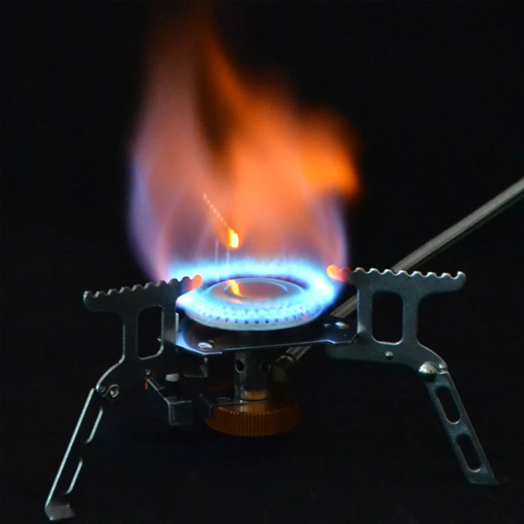 RTSJY-646 Wholesale split stainless steel Portable Collapsible Lotus Windproof Outdoor Backpacking Gas Camping Stove