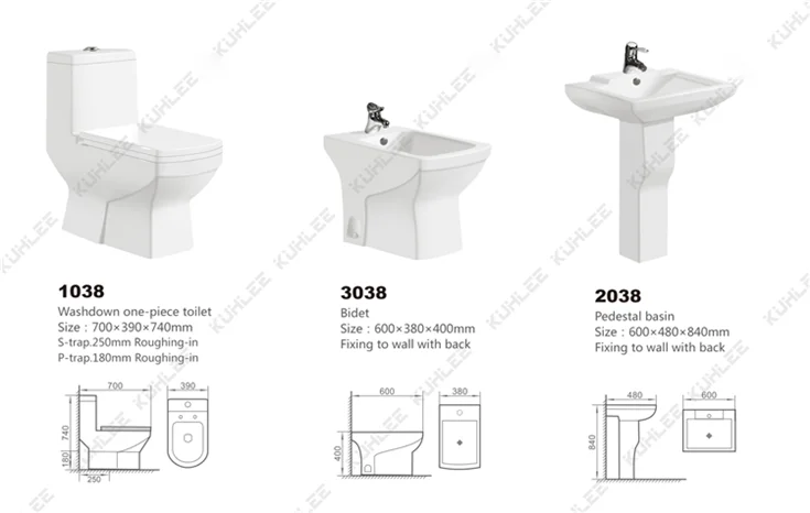 Kuwait Hot Sale Ceramic Toilet  Bathroom One Piece Toilets Sets Basin Bidet Sanitary Ware Suite