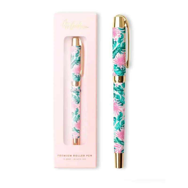 Promotional Gift Custom Flower Design Pen Heat Transfer Floral Print Metal Ball Pen