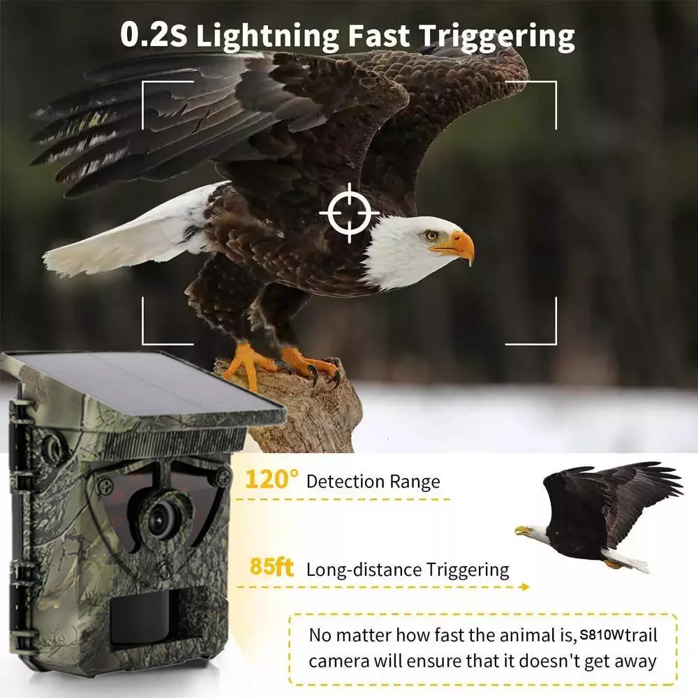 Newly Solar integrated 4K 60PM Bluetooth&WiFi App Control Scouting Camera video motion detector wild hunting camp snap camera