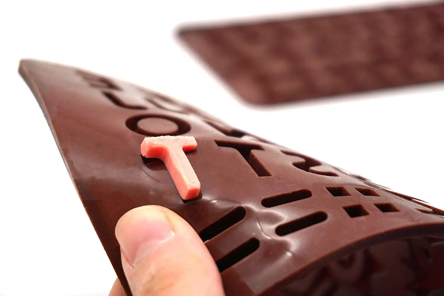 Silicone Chocolate Mold of Letters Numbers Symbols, 2 Pcs Molds Cake Tools Moulds Rectangle Kitchen Handwork DIY Support Brown