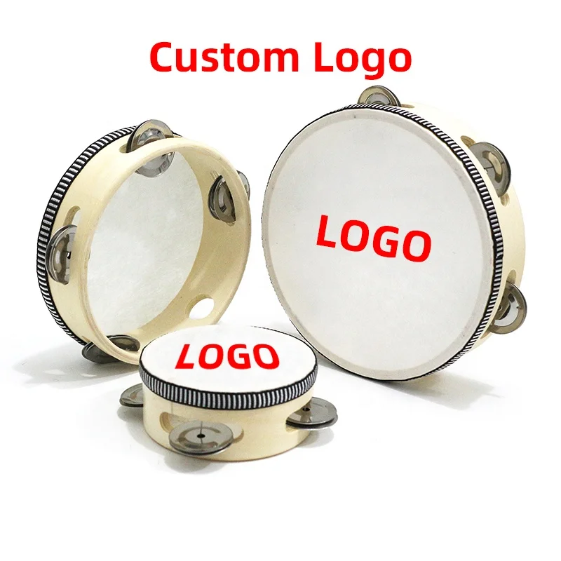 Wholesale Wooden Tambourine Metal Bell Drum Jingles Bulk Panderos Tambourine Instrument Hand Percussions for Adults Church Party