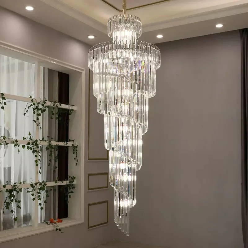Modern Long Led K9 Crystal Raindrop Chandelier Ceiling Hanging Lights Luxury Crystal Chandelier Decoration Drop Light For Sale