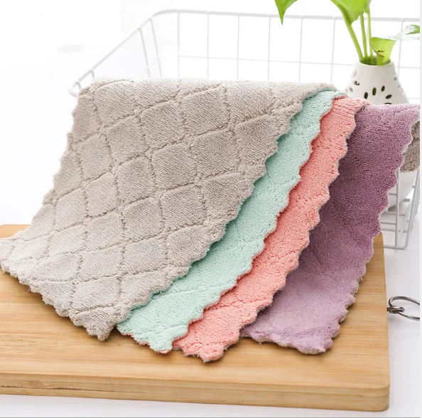 Коралловые бархатные кухонные полотенца