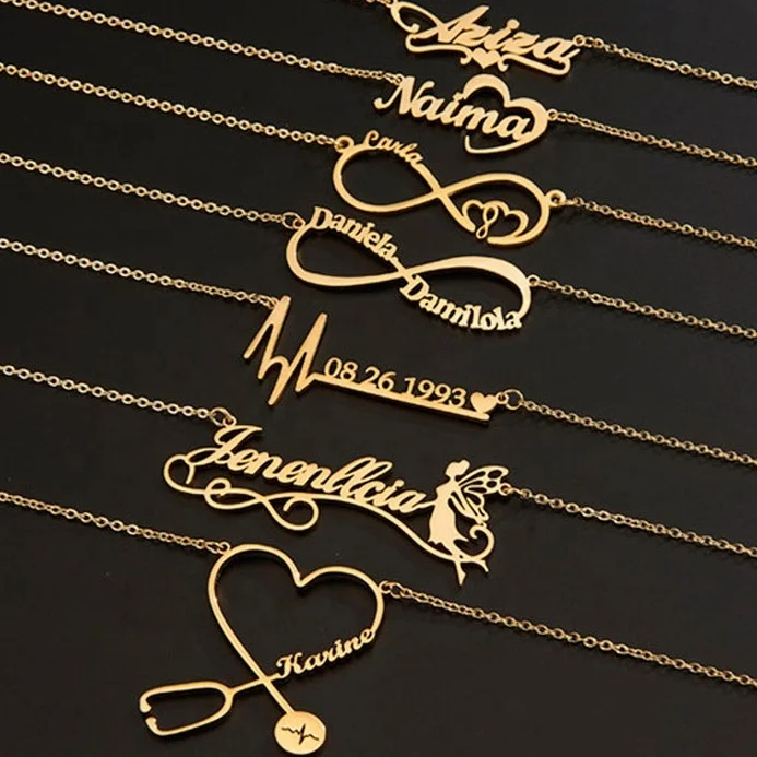 Factory Customized Personalized Stainless Steel Custom Name Jewelry Custom Letter Women Pendant Necklace