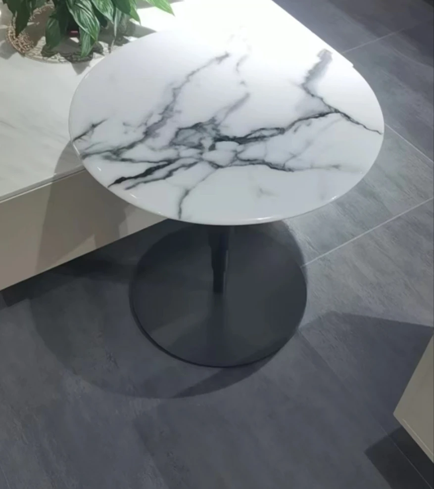 Iron legs, wooden top, marble round dining table, factory wholesale sale at low prices