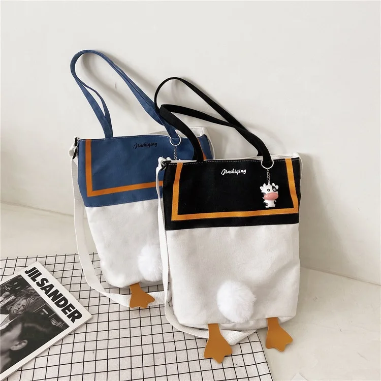 Cute Duck Female Large Capacity One Shoulder Canvas Bag College Students Messenger Gift Cheap Women Leather Tote Bag