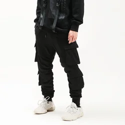 Stock usa street multi pockets zipper solid color pants elastic drawstring casual jogger pants mens popular sweatpants wholesale