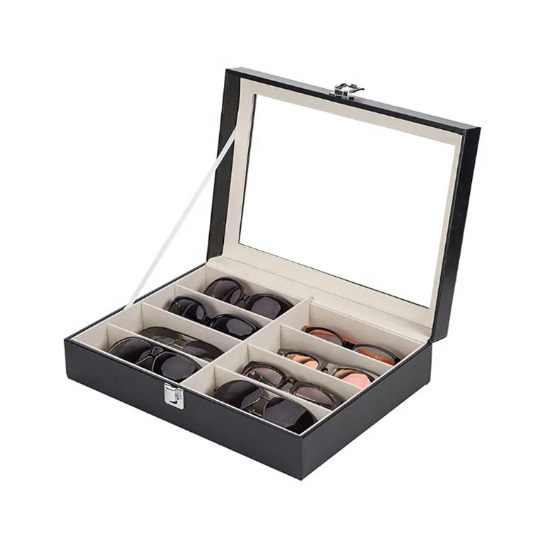 Optical Sunglasses Storage Box with Transparent Cover 6 Grids Glasses Display Box Watch Glasses Tray Convenient Eyewear Displays