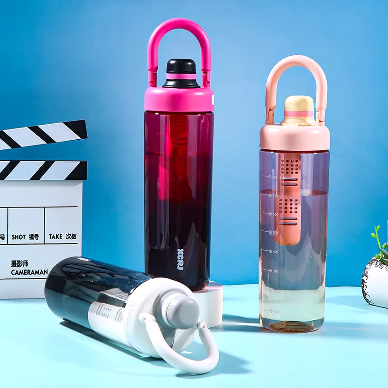 Seaygift Summer New Trend Fashion Gradient clear 1000ml Tea Strainer Juice Drink Cup Travel Portable Plastic Water Bottle