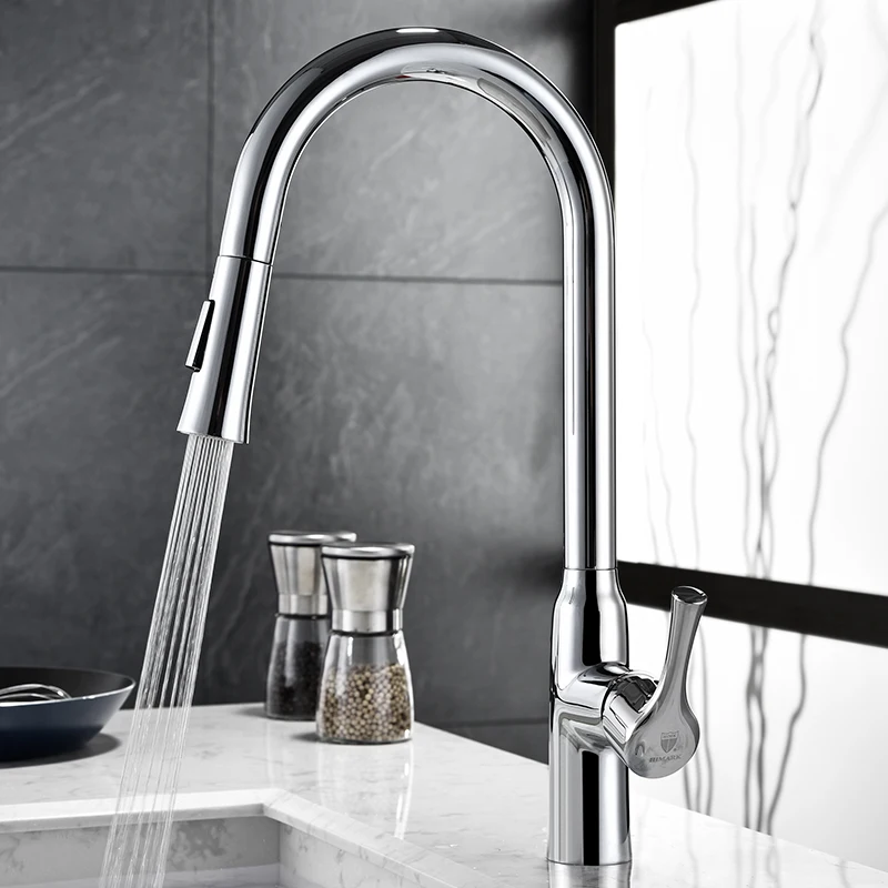 
HIMARK ODM quality brass upc single handle flexible pull down kitchen faucet 