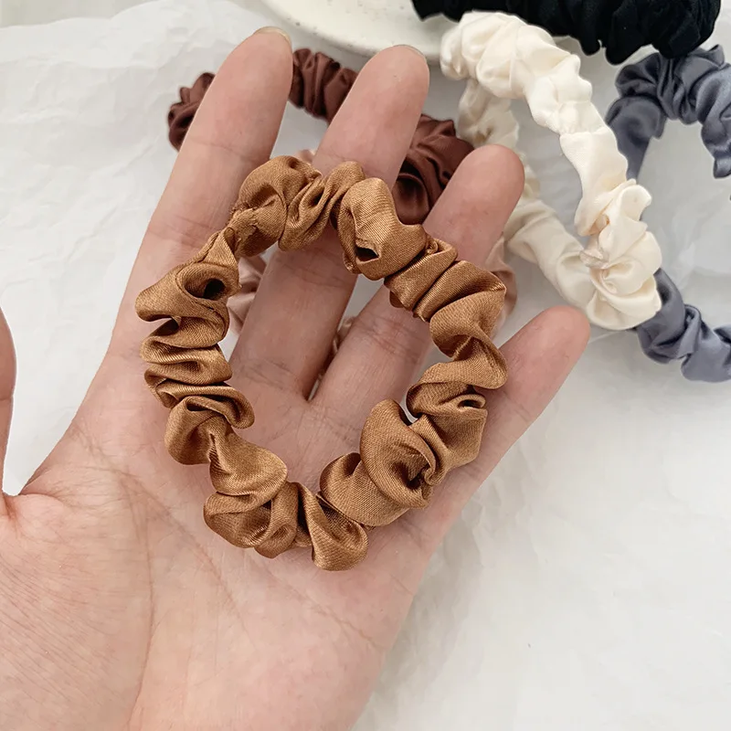 6 colors per pack Ins elegant french satin hair ring silk hair ropes hair rings for women