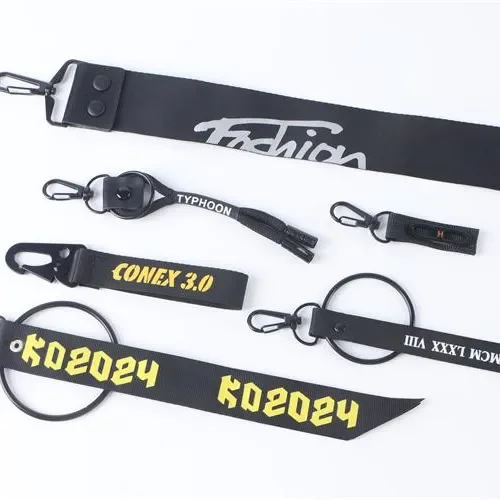 Heavy Duty Hand Wrist Strap Keychain Fabric Woven Carabiner Lanyard Keychains Luxury Key Chain with Carabiner Clips